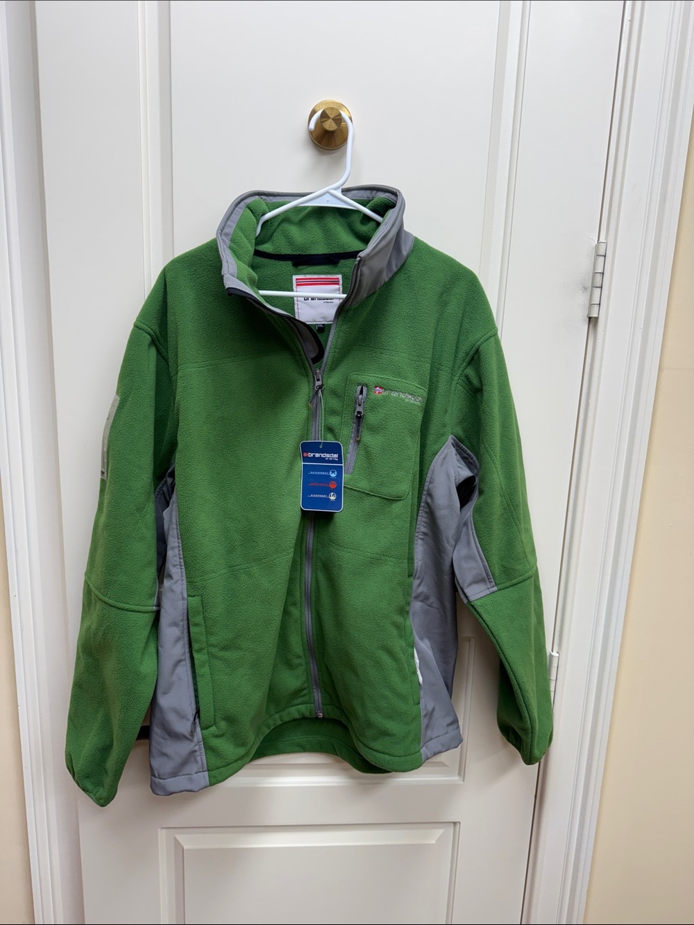 Men's Green Lightweight Fleece Jacket with Gray Panels